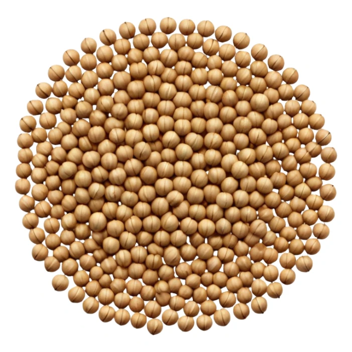 small scatter of round coriander seeds, beige to light brown, dry ribbed texture, subtle earthy tones, slightly ridged, varied size, whole natural spice, soft lighting, subtle shadows, emoji scale, transparent background sticker