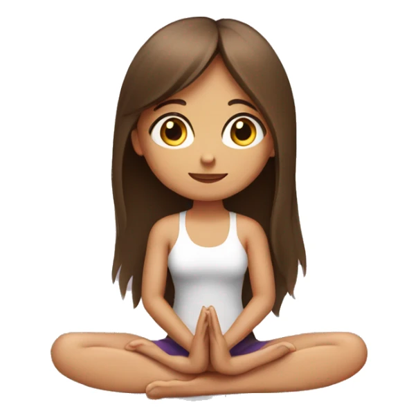 girl with long brown hair and bangs doing yoga sitting pose sticker