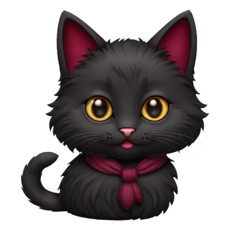 black kitten with a burgundy knot sticker