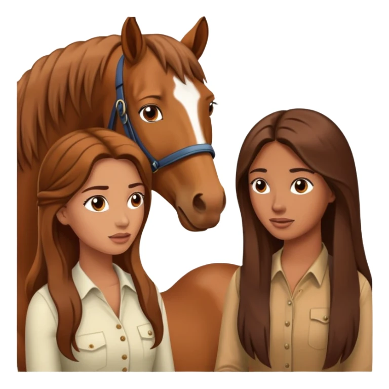 woman talking to another woman and a horse sticker