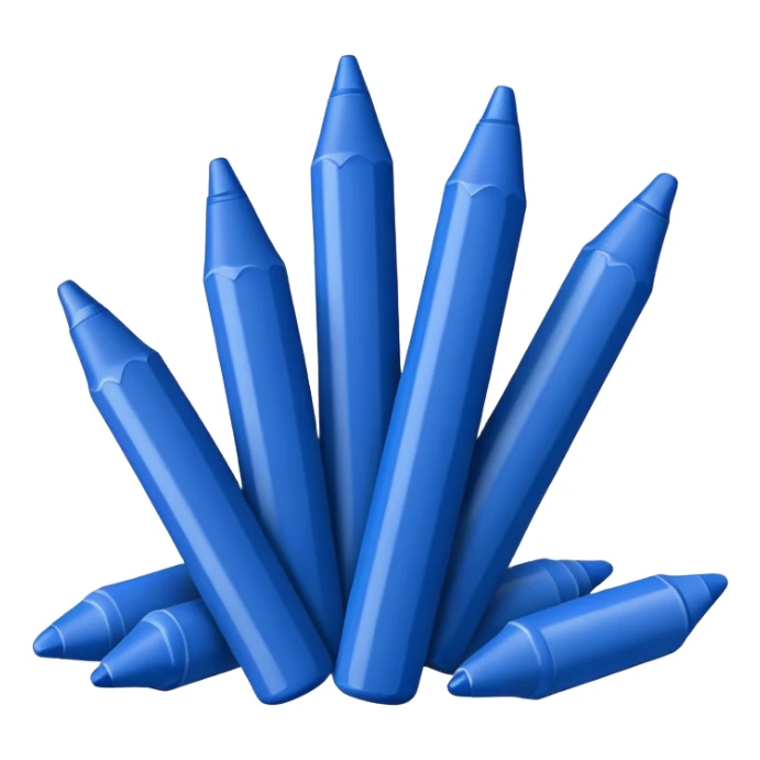 Eleven blue crayons arranged in a neat row sticker