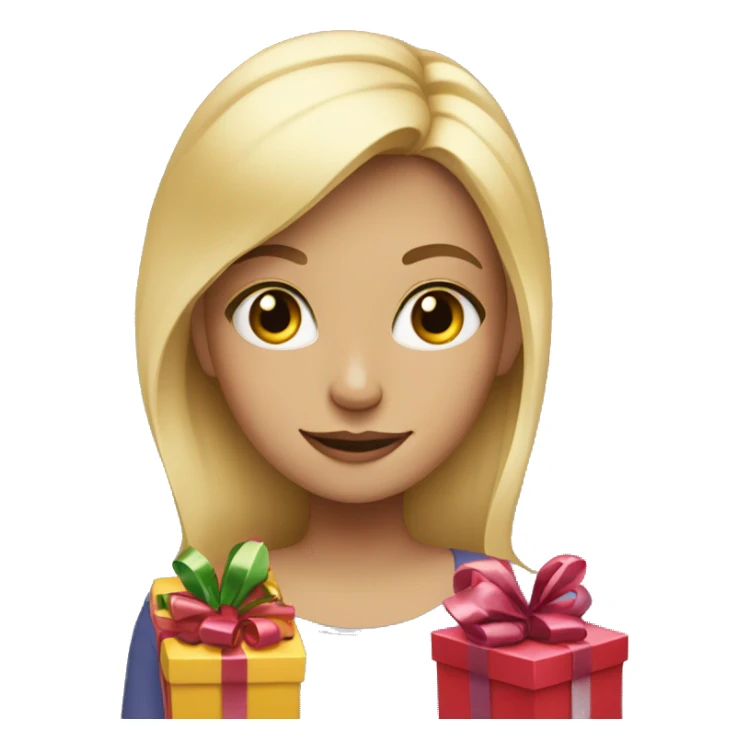 blonde girl with a lot of gifts sticker