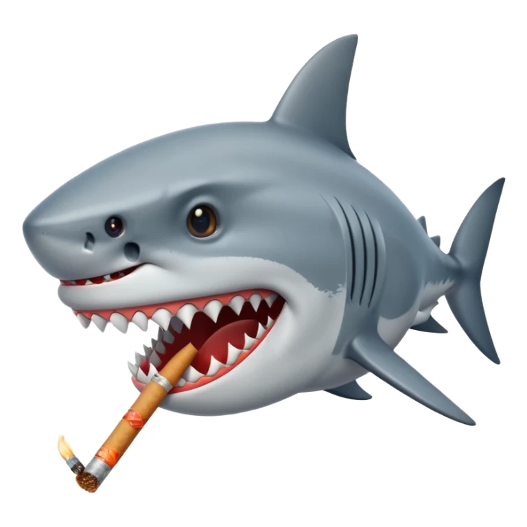 Shark face with a cigarette in its mouth sticker