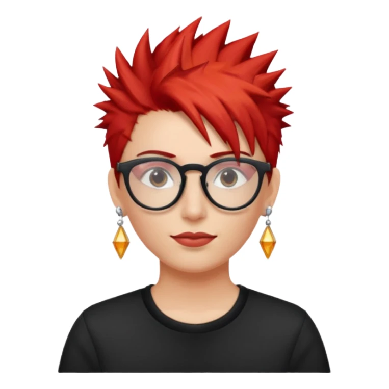 red spiky hair with glassess and earrings sticker