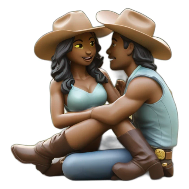 cowgirl position statue with two persons in love sticker