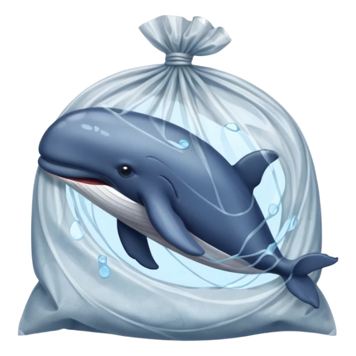 whale stuck in plastic waste bag sticker