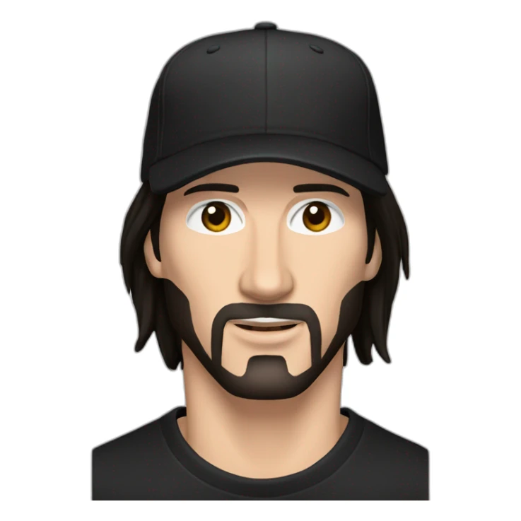 clean shaved keanu reeves with a black addidas cap sticker