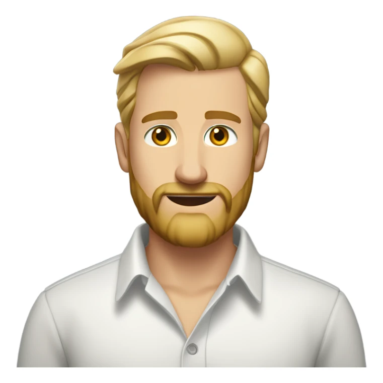 english man, short slicked back hair blonde, blonde medium length size full beard, in a smart unbuttoned shirt. sticker