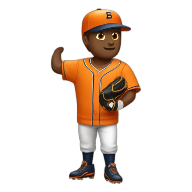 Castor bateando con uniforma de béisbol color naranja sticker