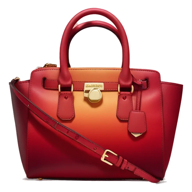 Realistic isolated dark red to candy apple red ombre Michael Kors satchel purse.  sticker