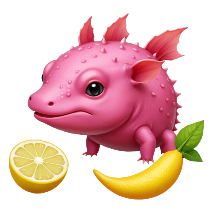 J’aimerais un Axolotl rose qui mange un citron sticker