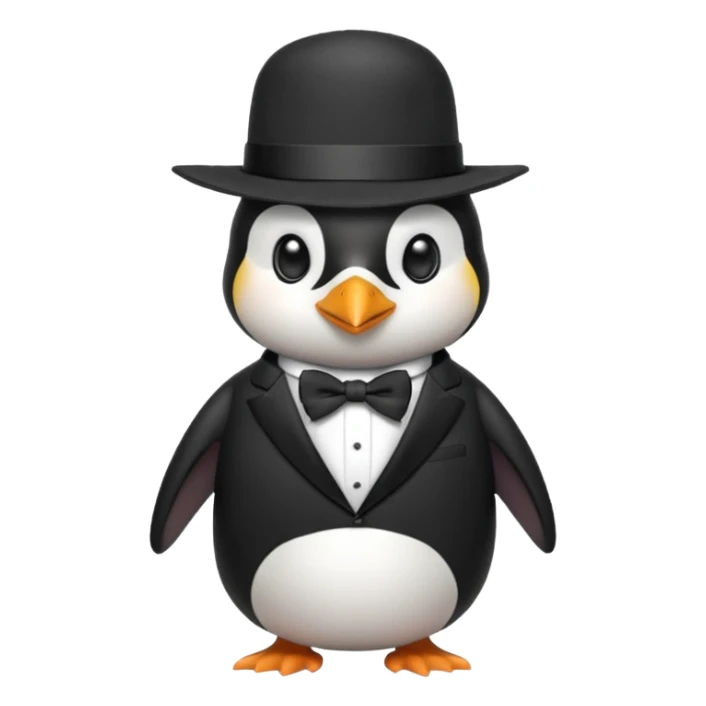 Penguin wearing a suit with a big hat  sticker