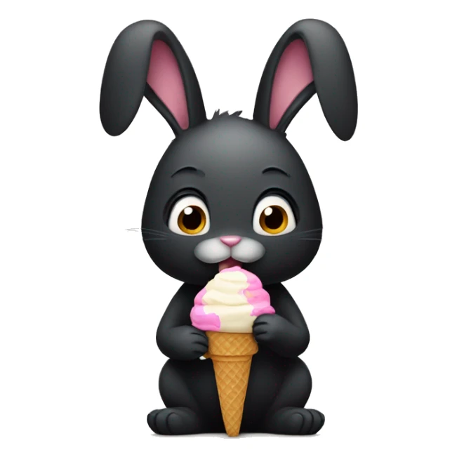 Black bunny, eating ice cream sticker