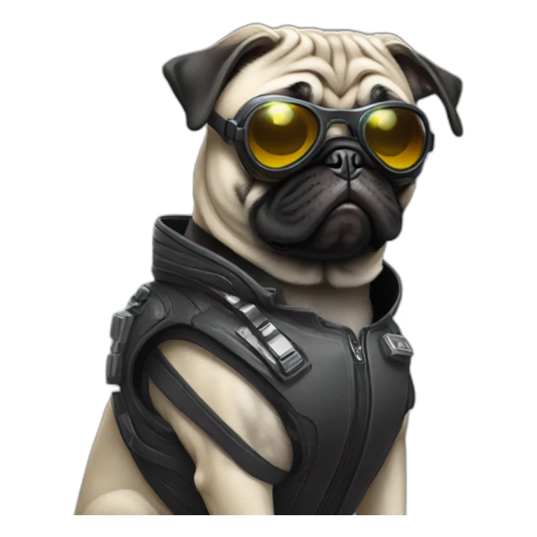 pug with black sunglasses and wearing a cyberpunk suit sticker