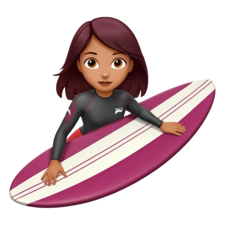 Chica haciendo surf morena pelo color bordo  sticker