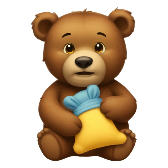 A brown bear holding a Winnie the Pooh plushie sticker