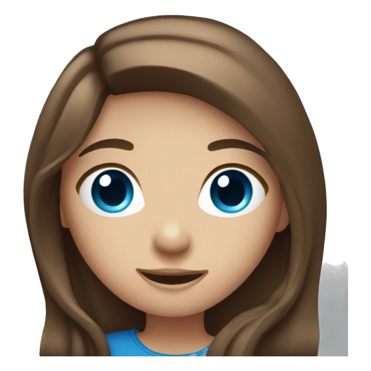 girl with long brown hair and blue eyes holding camera sticker