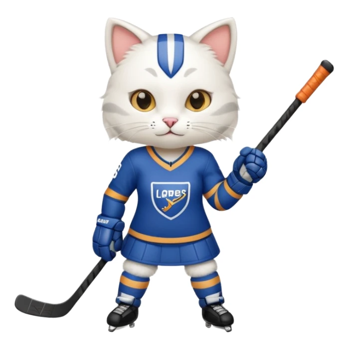 female cat hockey player with hockey stick sticker
