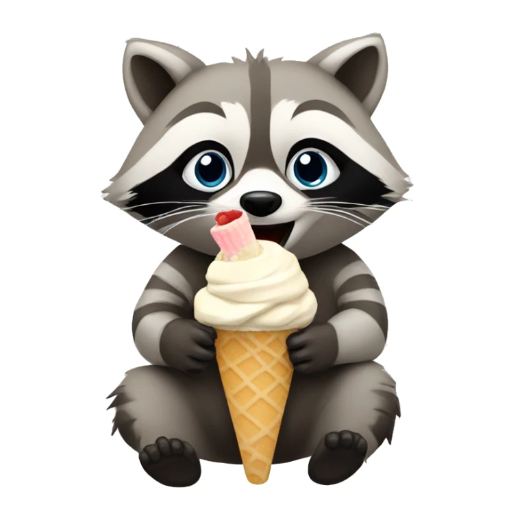 A blond raccoon eating an Icecream  sticker