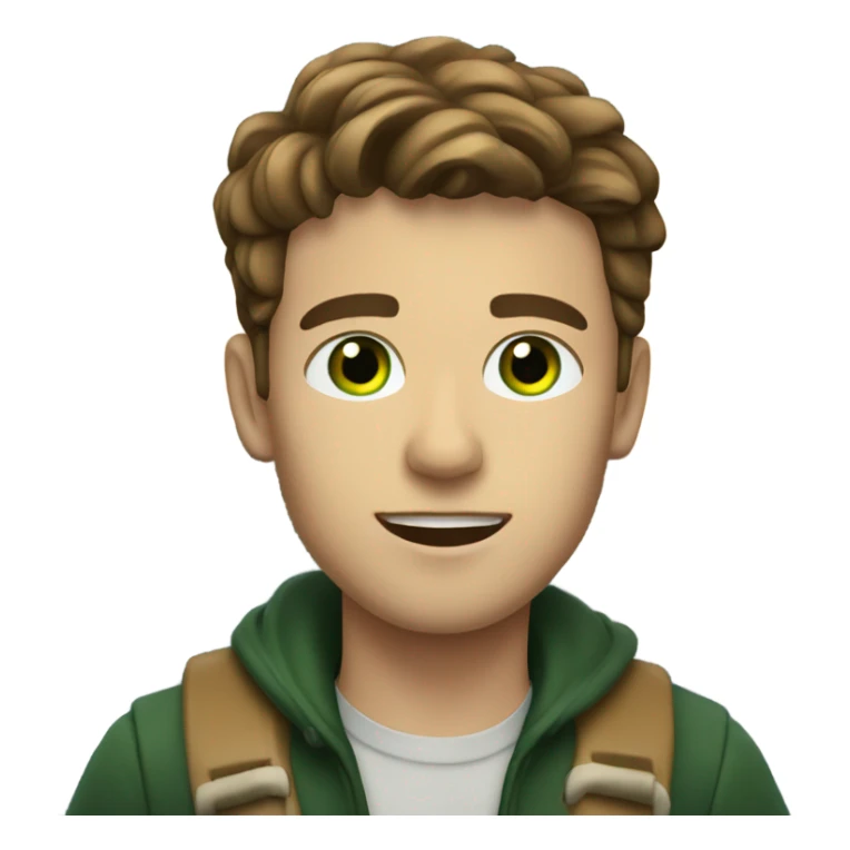 Young man with brown hair dark green eyes driving a boat sticker