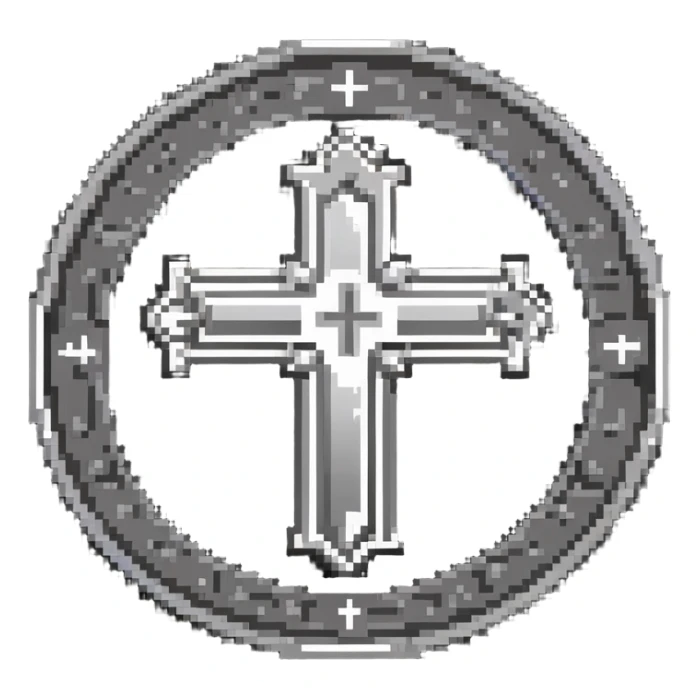 antique medieval silver coin with cross symbol sticker