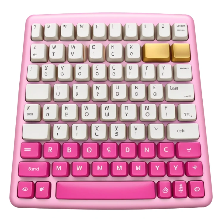 Computer keyboard with gold color F3BA2F and pink-red color FE0054 sticker