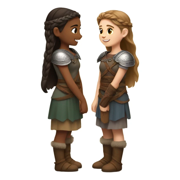 young viking girls helping each other and they are brunette sticker