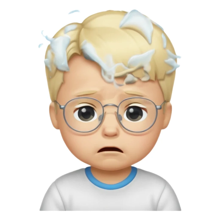 blond baby boy crying with glasses sticker