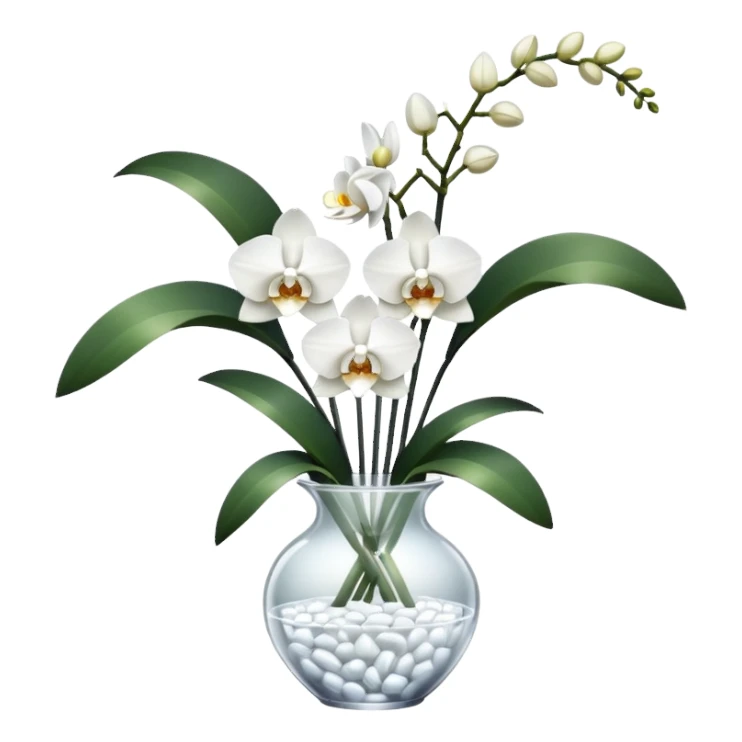Bouquet of white orchids in crystal vase sticker