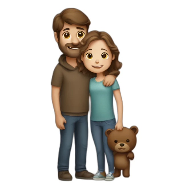 man with brown bear hugging girl with brown hair sticker
