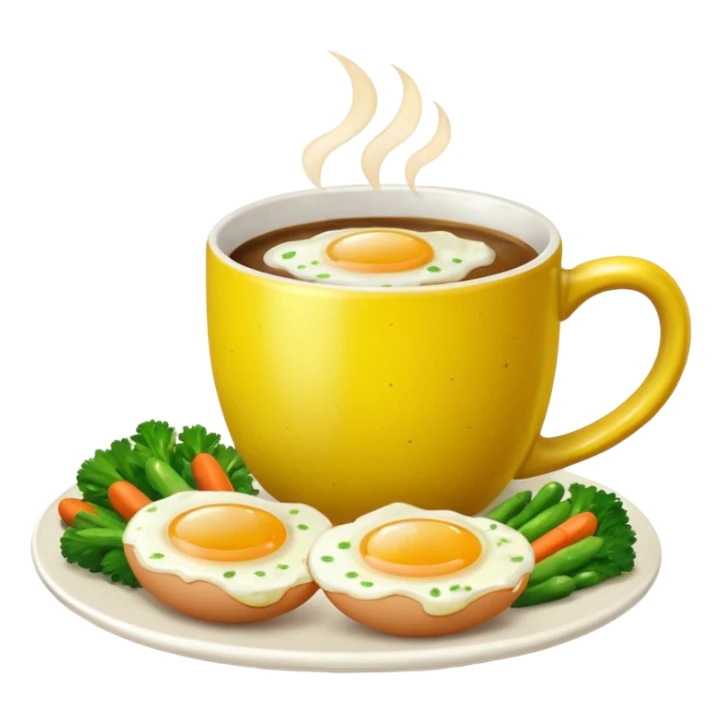 eggs with veggies and on the side one coffee in cute mug sticker