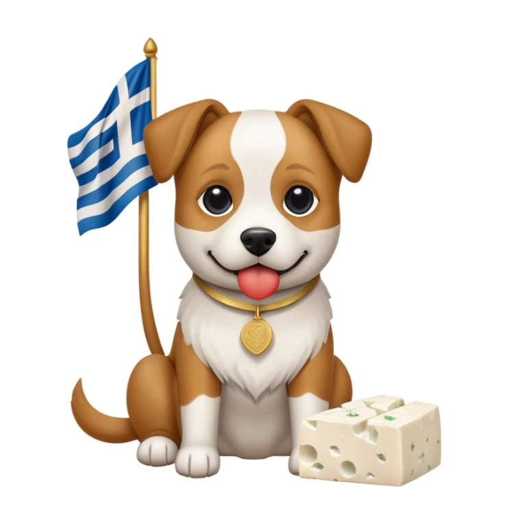 dog with greek flag and cheese sticker