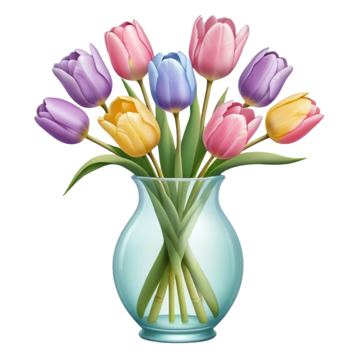 pastel tulips in glass vase sticker