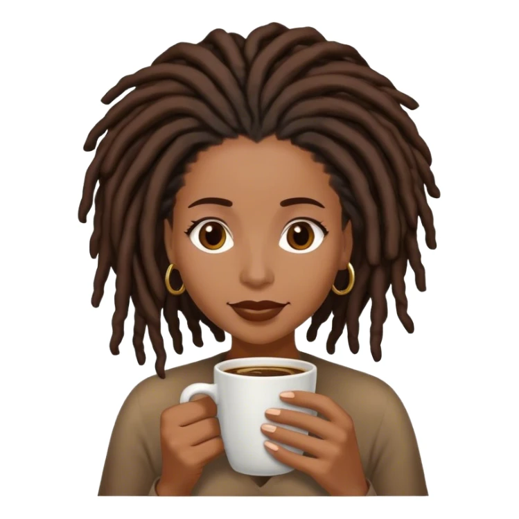 Black woman with locs having coffee sticker