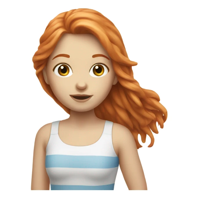 Pale Redhead girl on beach sticker