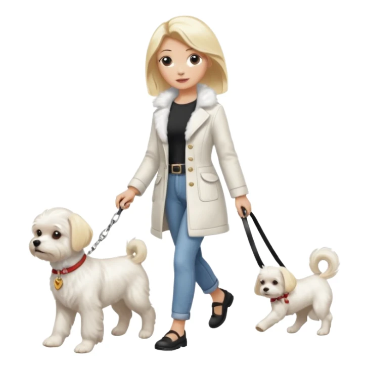 blonde woman walking Maltese dog sticker