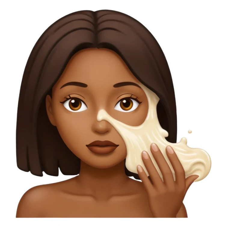 Black woman with thick white liquid all over her face  sticker