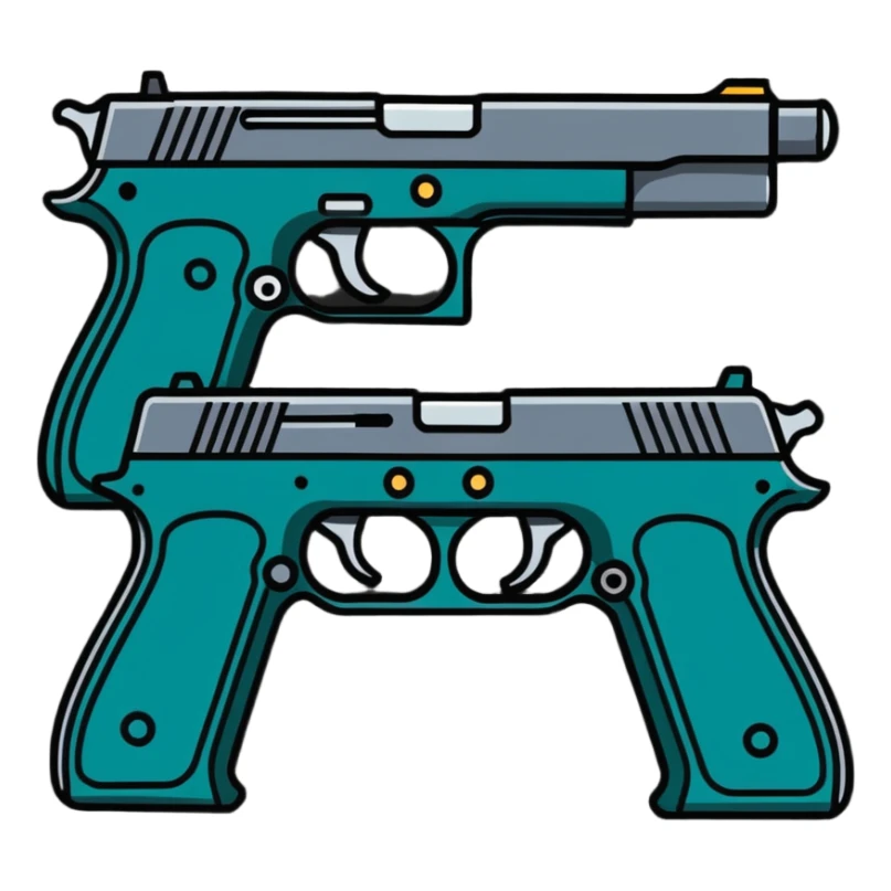 dual pistols cartoonish sticker style sticker