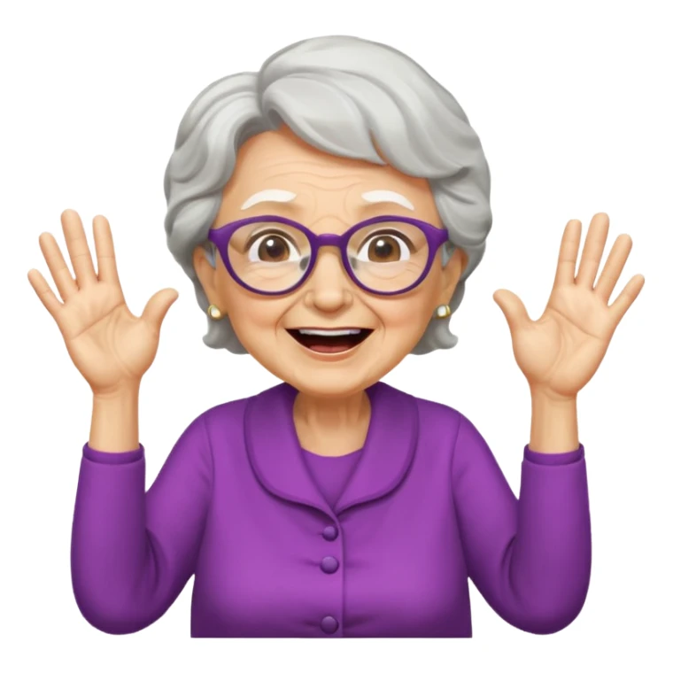 An old lady with big glasses, waving her arms while yelling encouragement. sticker