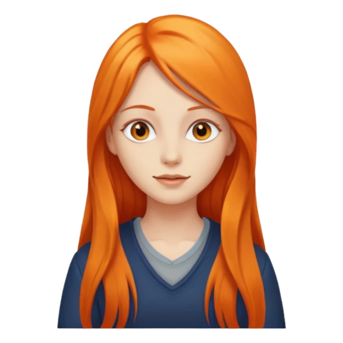 girl with very long orange hair living sticker