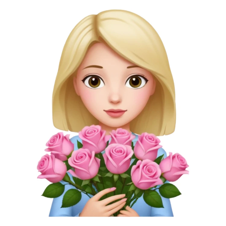 girl with a bouquet of pink roses  sticker