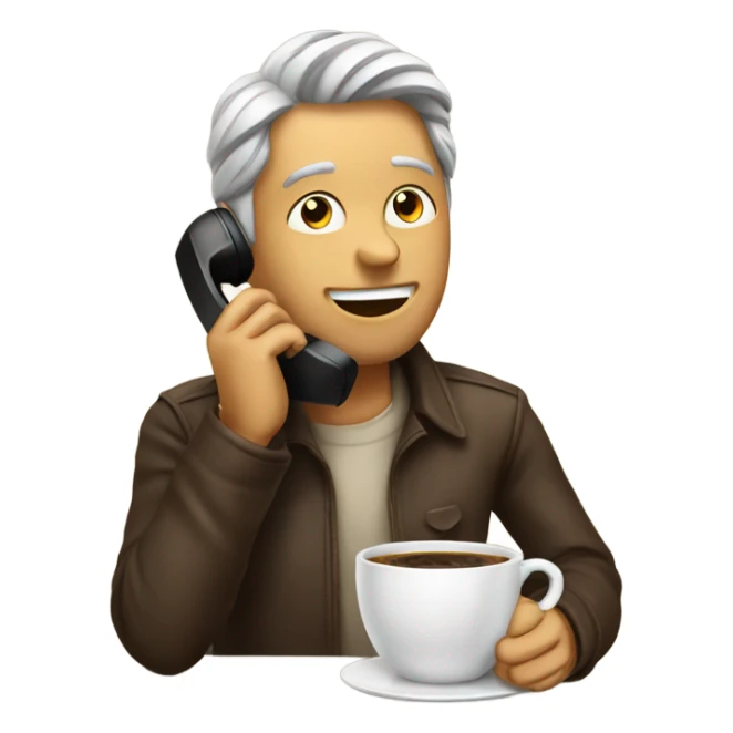 Talking on the phone and having a coffee sticker