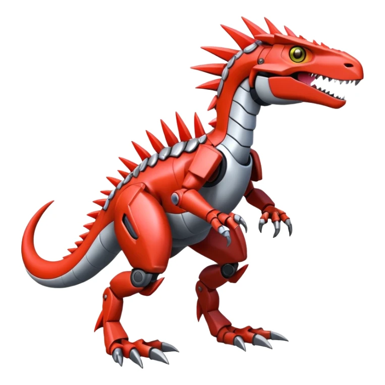 Spiky Cool Edgy Futuristic shiny colorful Digimon-Fakemon-Guilmon-Velociraptor-Mecha full body  sticker