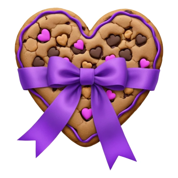 Brown Cookie heart with purple DV awareness decorative 
ribbon sticker