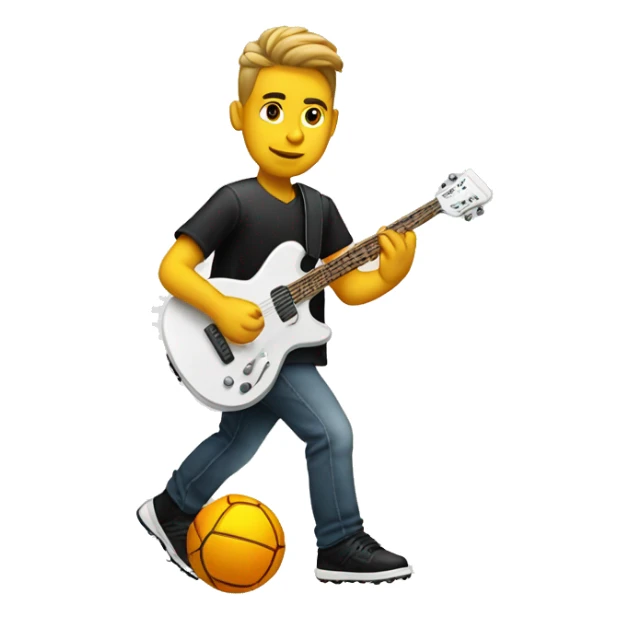 a white soocer player dribbling and playing guitar at the sametime sticker