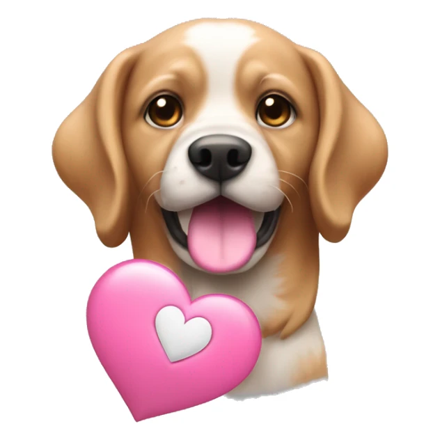 Un cane con un cuore rosa in mano sticker