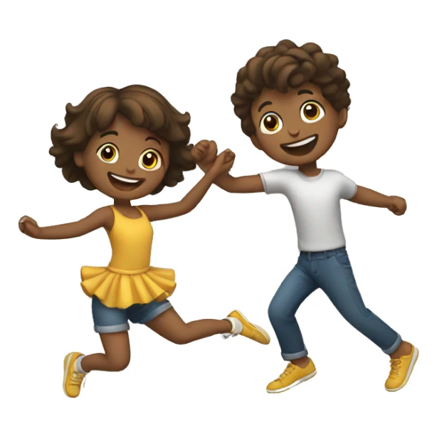 Happy boy and a girl dancing together  sticker