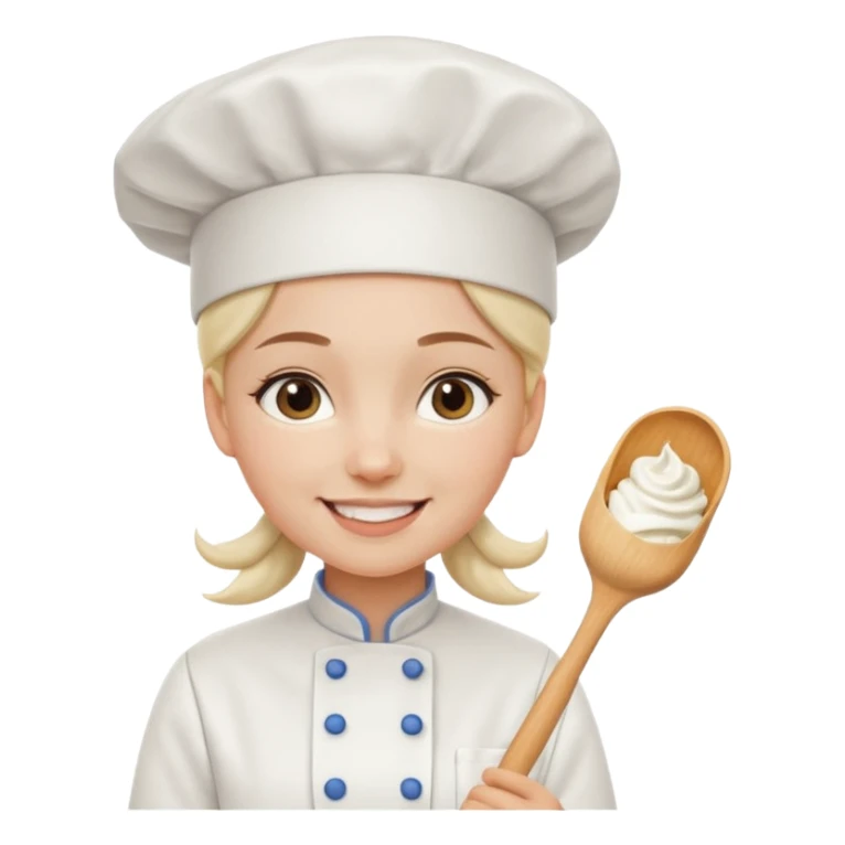 Young female baker - wearing a white chef's hat and holding a cream piping bag sticker