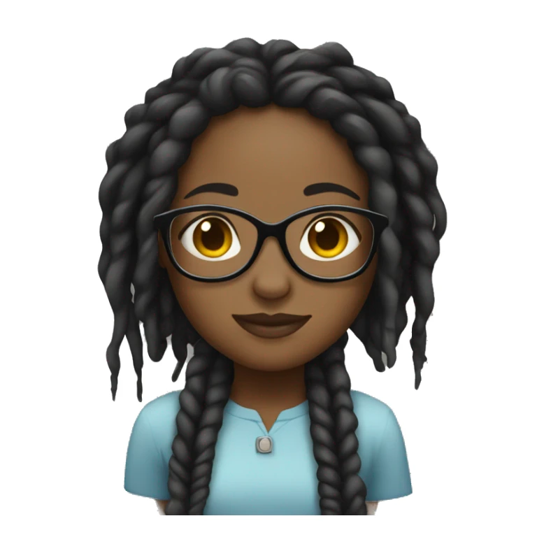 black girl with dreads and clear glasses sticker