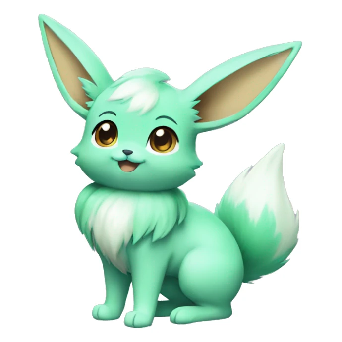 Kawaii Shiny Pastel Green Eevee Full Body sticker